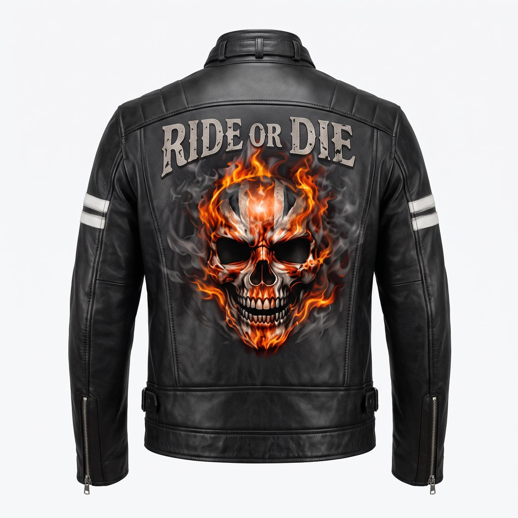 Ghost Rider Inspired motorcycle jacket with skull back | brown leather biker jacket