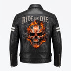 Ghost Rider Inspired motorcycle jacket with skull back | brown leather biker jacket