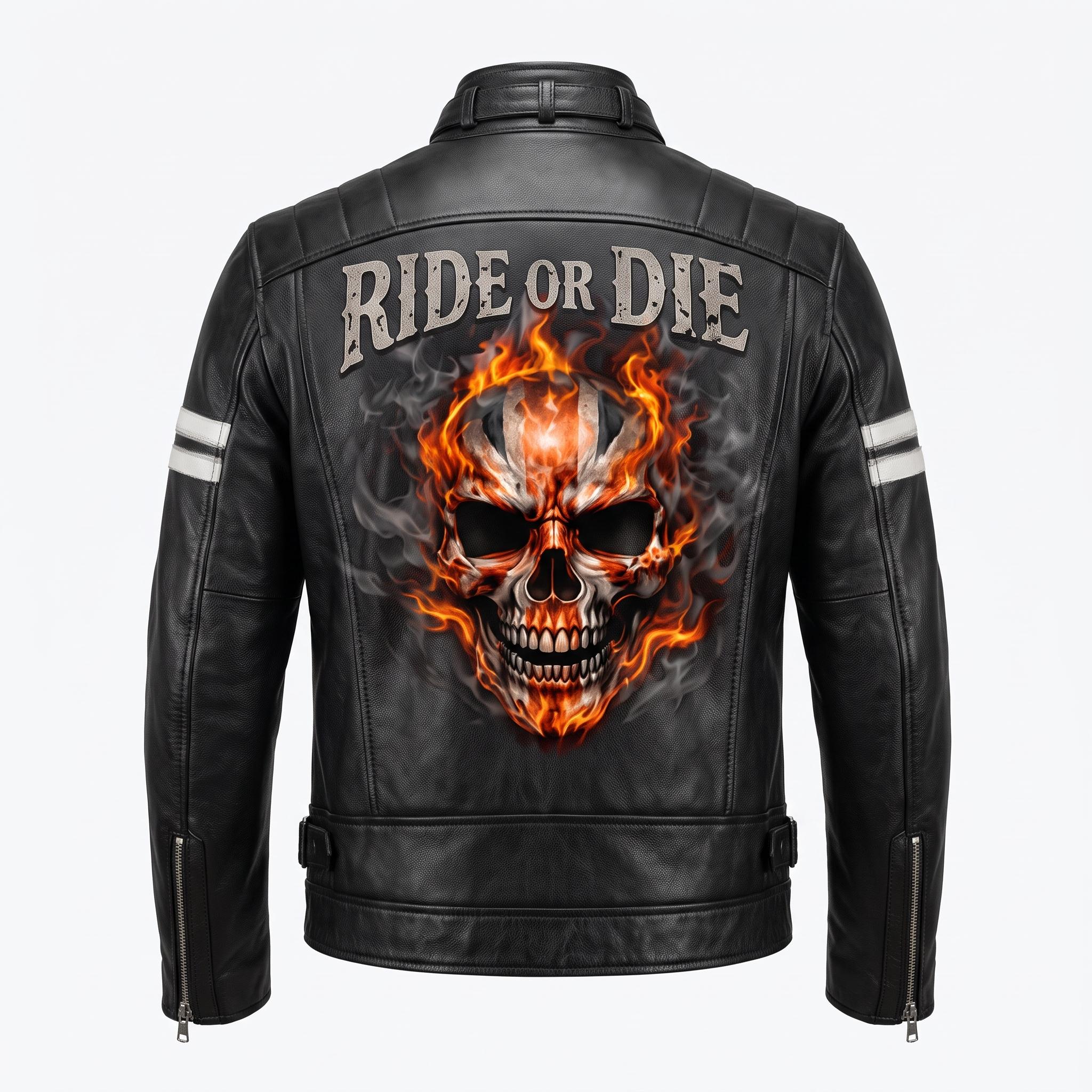 Ghost Rider Inspired motorcycle jacket with skull back | brown leather biker jacket