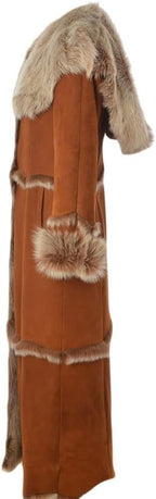 Timber&Hide Women’s Sheepskin Long Suede Trench Coat | long trench coat for women | shearling trenchcoat | trench coat women