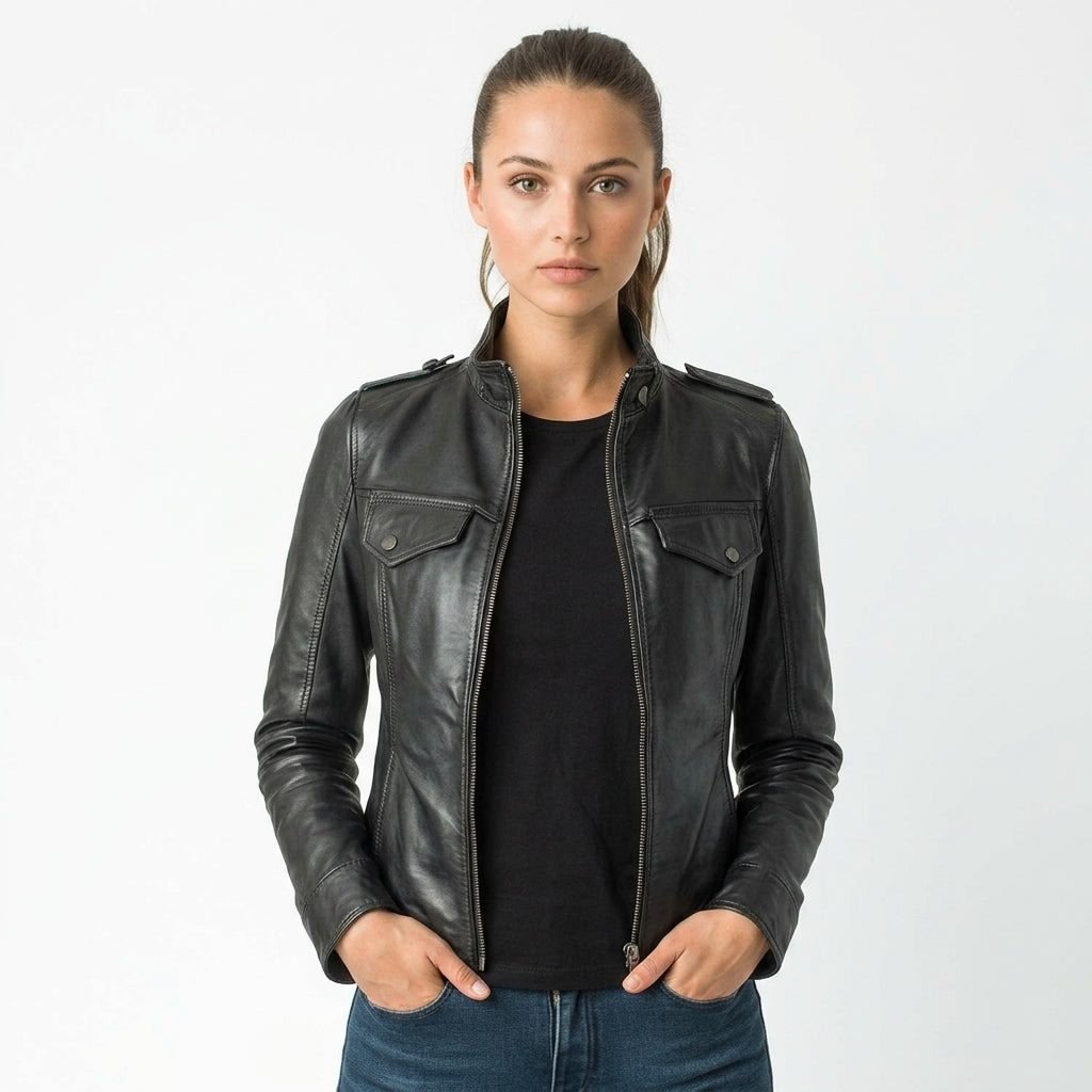 Daisy Leather Black Jacket – Women’s Leather Jacket - Timber AND Hide