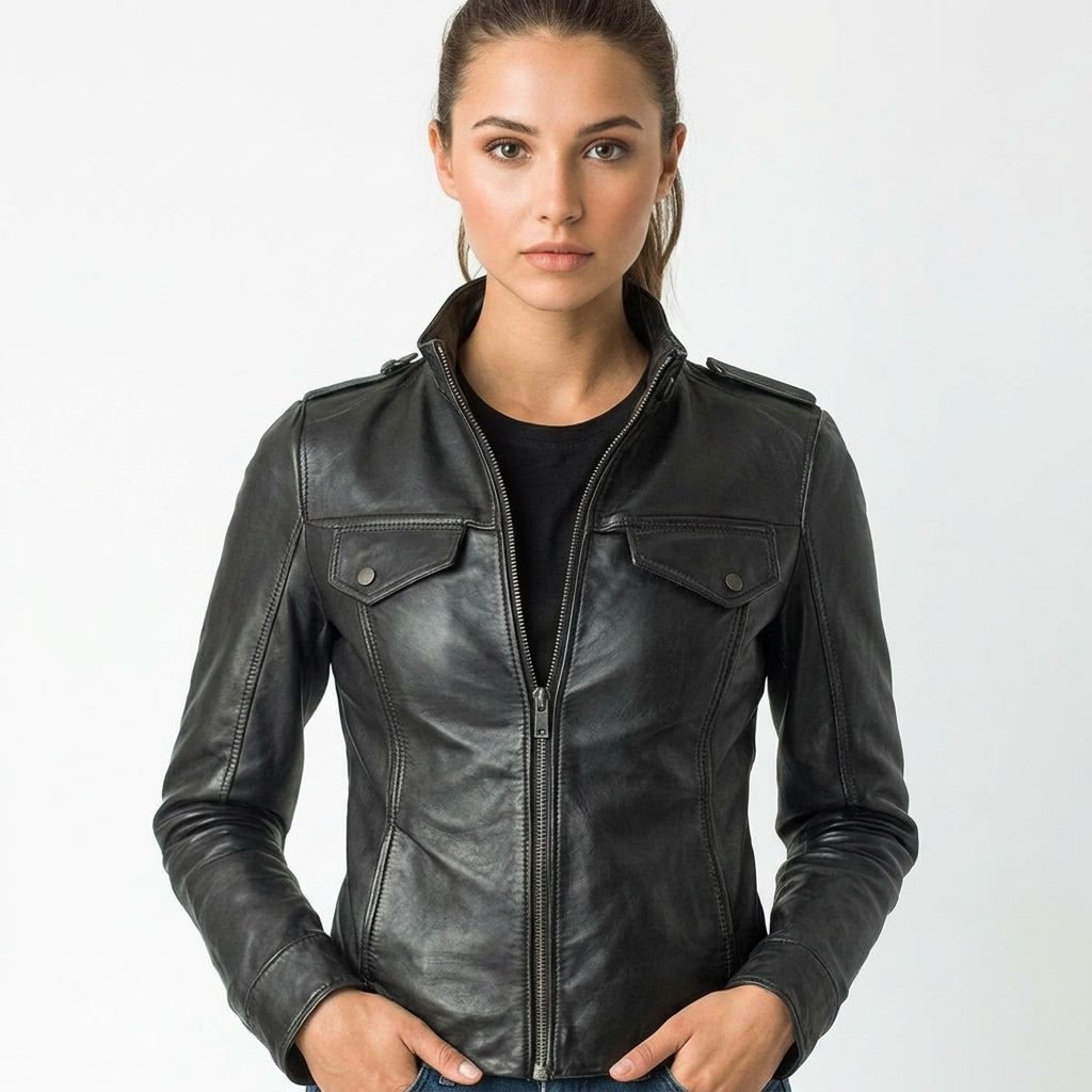 Daisy Leather Black Jacket – Women’s Leather Jacket - Timber AND Hide