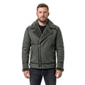 Timber&Hide Black Suede Lamb Shearling Biker Jacket with Buckle Collar – Premium Suede Shearling Jacket