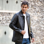 Classic Men's Dark Brown Leather Jacket: AWM-VOYAGER