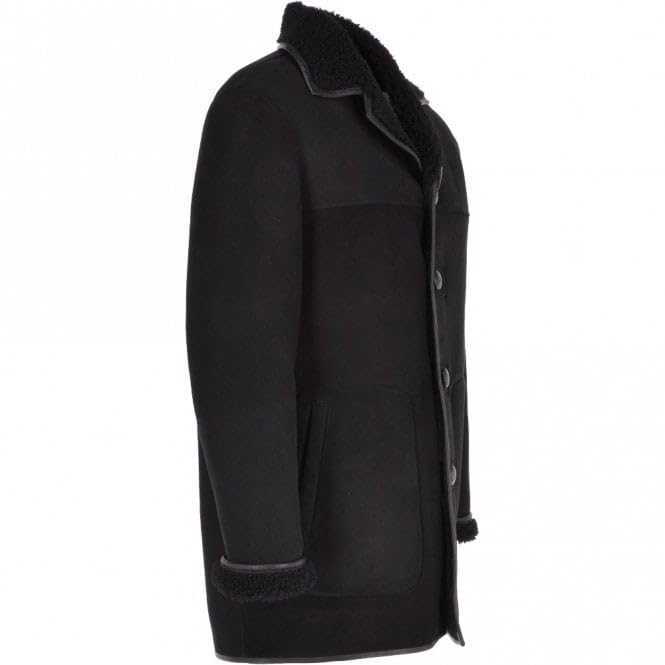 Mens Classic Sheepskin Coat Whisky/black