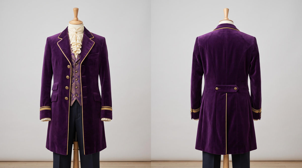 Deep Purple Velvet Victorian Tailcoat | Men's Steampunk Gothic Prince Costume Jacket - Timber AND Hide
