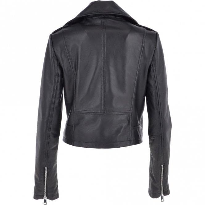 Women's Burgundy Leather Biker Jacket: Stella