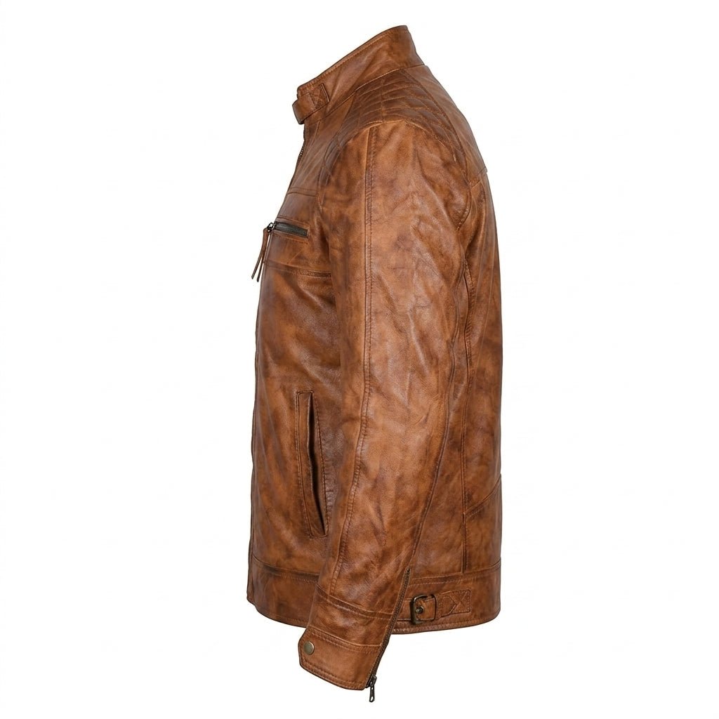 Diamond Classic Leather Jacket - Tan Brown - Timber AND Hide