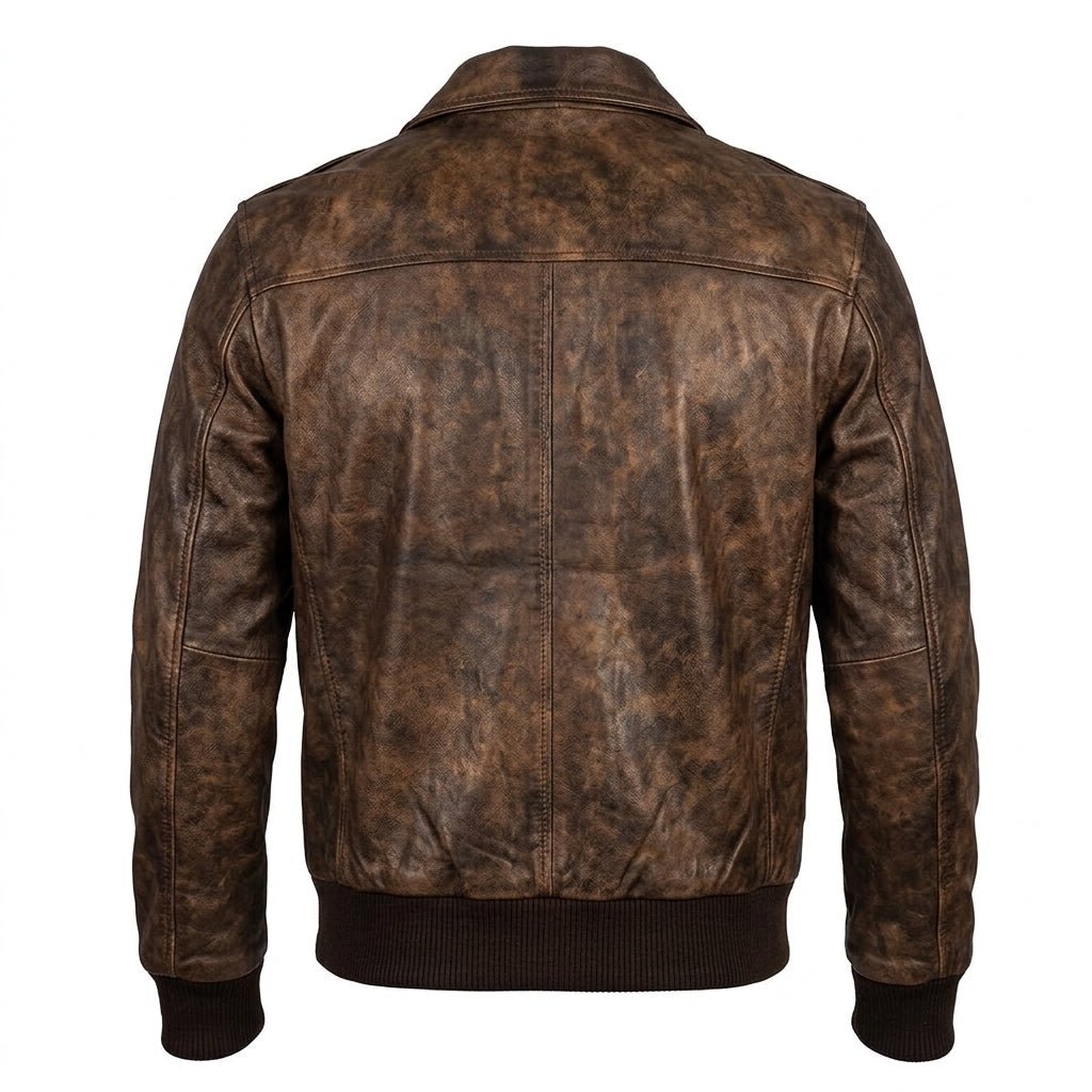Distressed Brown Leather Jacket A2 Navy Flight - Timber AND Hide