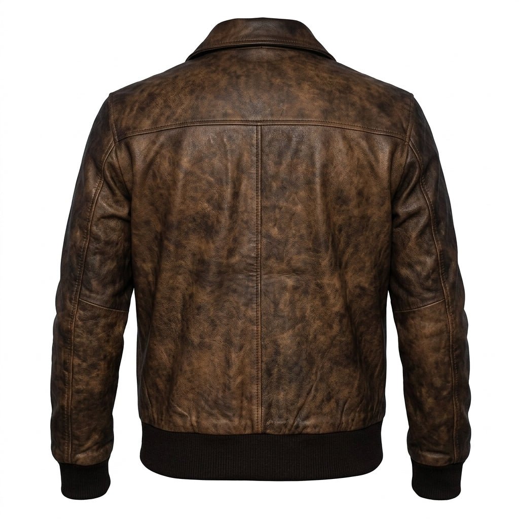 Distressed Brown Leather Jacket A2 Navy Flight - Timber AND Hide