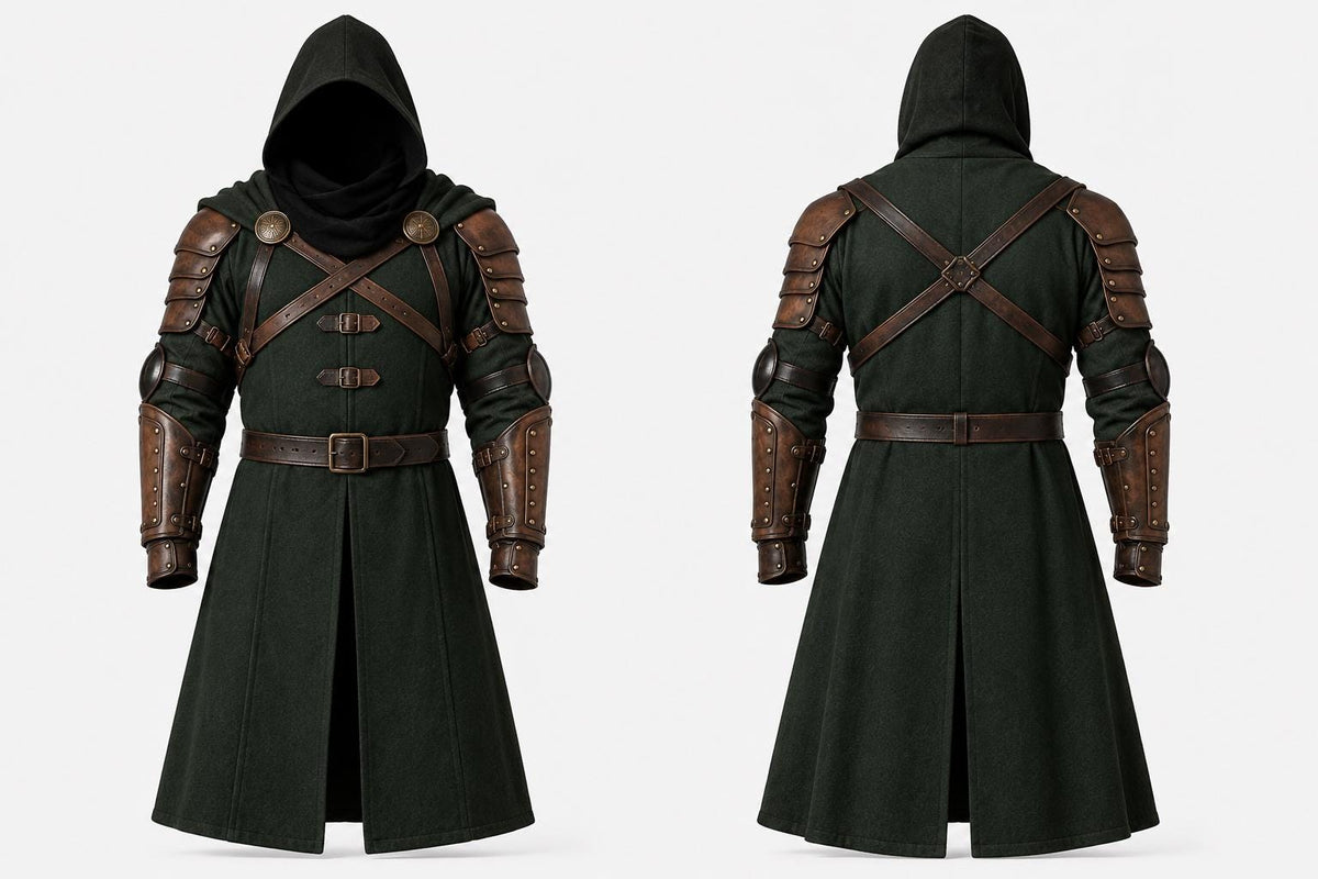 Doctor Doom Inspired Wool Cloak with Leather Armor Cosplay Costume Renaissance Outfit - Timber AND Hide