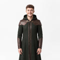 Doctor Doom Inspired Wool Coat with Leather Armor, Hooded Fantasy Cosplay Jacket - Timber AND Hide