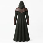 Doctor Doom Inspired Wool Coat with Leather Armor, Hooded Fantasy Cosplay Jacket