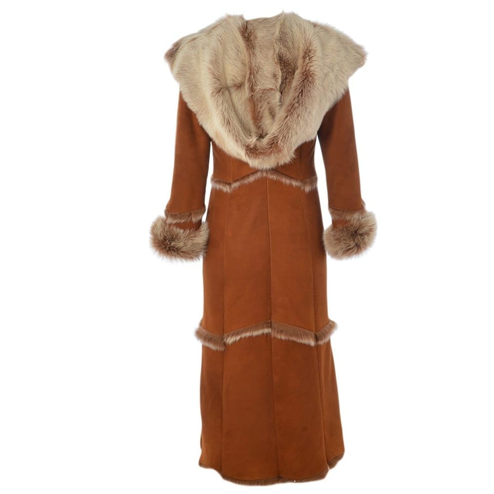 Timber&Hide Women’s Black Sheepskin Long Suede Trench Coat