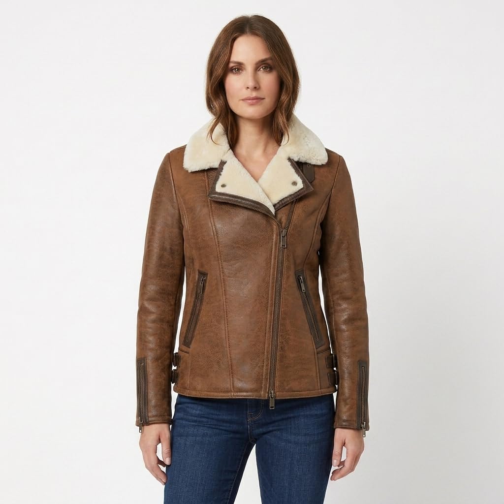 Timber Hide Side Zip Biker Sheepskin Pilot Jacket