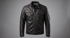Men's Genuine Leather Biker Jacket | Eagle Patch Cafe Racer Coat