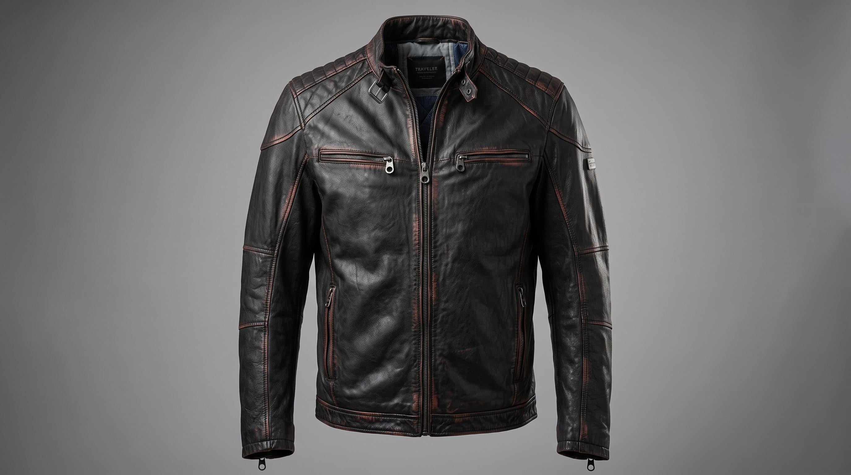 Men's Genuine Leather Biker Jacket | Eagle Patch Cafe Racer Coat