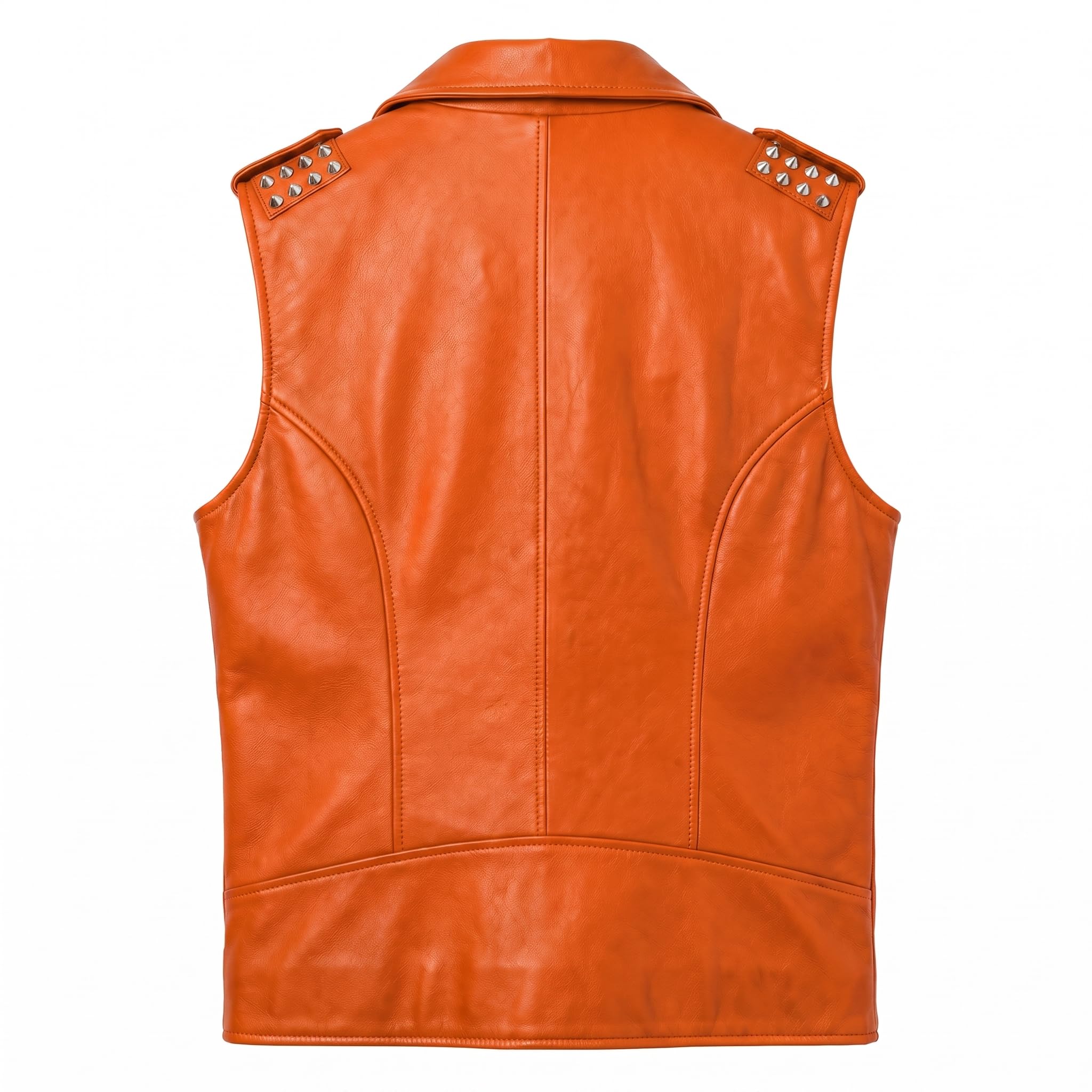 Timber&Hide Men's Genuine Leather Motorcycle Biker Vest – Classic Double Rider Style with Studded Shoulders