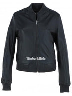 Ladies Leather Bomber Jacket