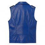 Timber&Hide Men's Genuine Leather Motorcycle Biker Vest – Classic Double Rider Style with Studded Shoulders