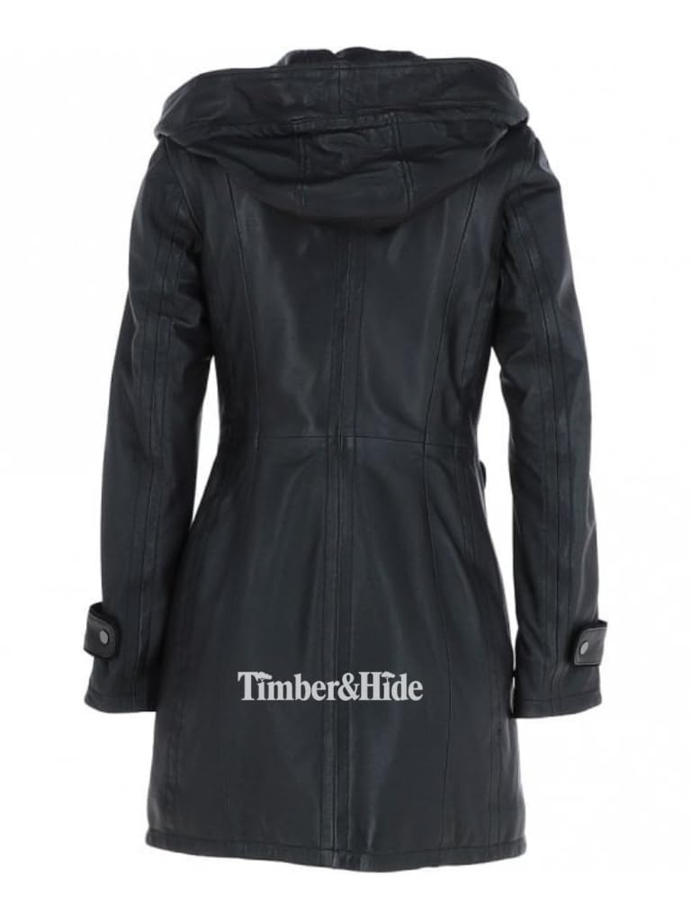 Hooded Leather Coat For Women