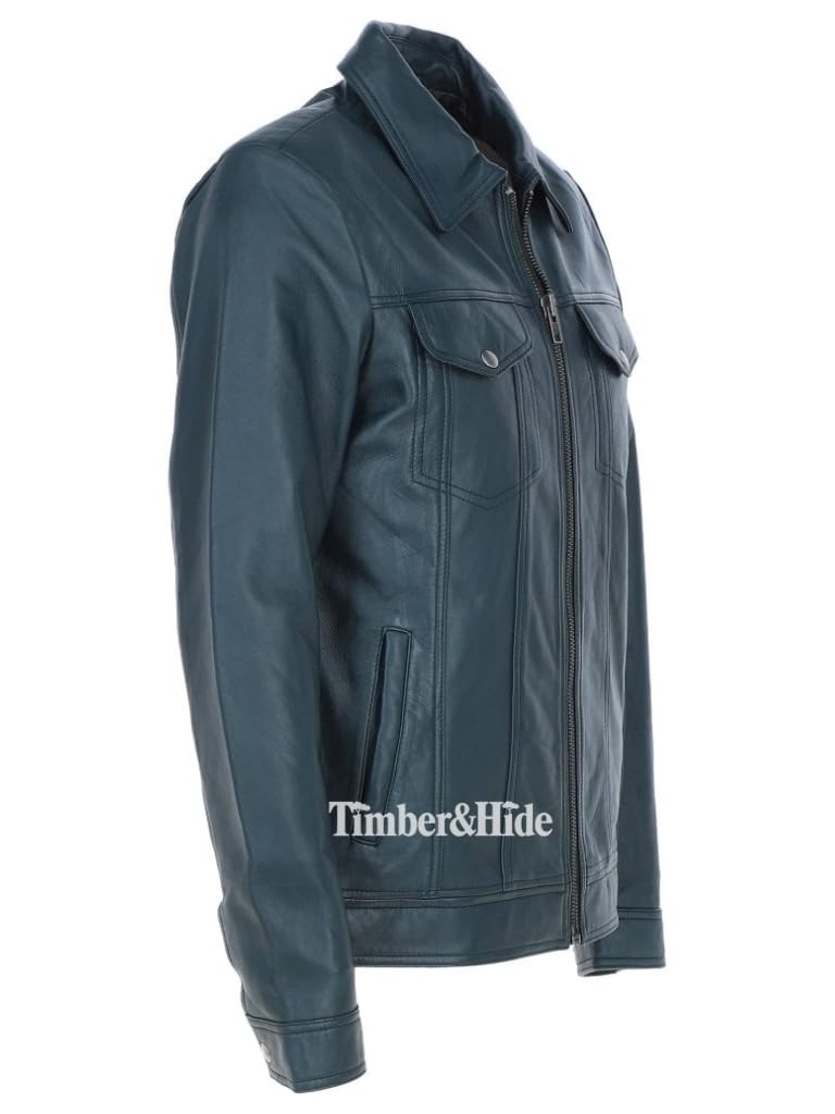 Men's tan leather bomber Jacket