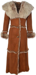 Timber&Hide Women’s Sheepskin Long Suede Trench Coat | long trench coat for women | shearling trenchcoat | trench coat women