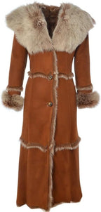 Timber&Hide Women’s Sheepskin Long Suede Trench Coat | long trench coat for women | shearling trenchcoat | trench coat women