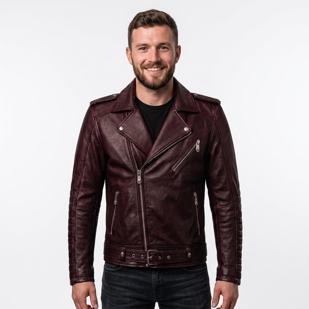 Motorhead Inspired Skull Print Leather Biker Jacket – Men's Gothic Rock Rider Coat
