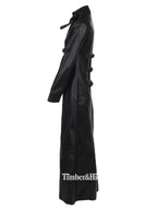 Women's Long Black Leather Trench Coat