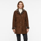 Women's Suede Leather Shearling Coat: Penny Lane Style Winter Jacket