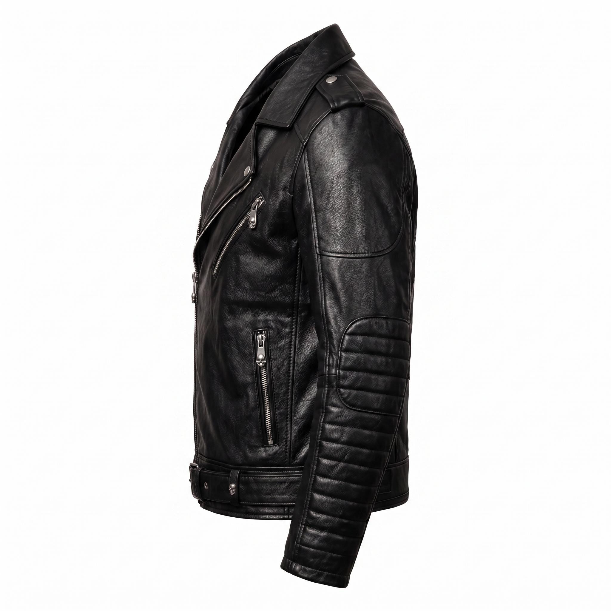 Motorhead Inspired Skull Print Leather Biker Jacket – Men's Gothic Rock Rider Coat