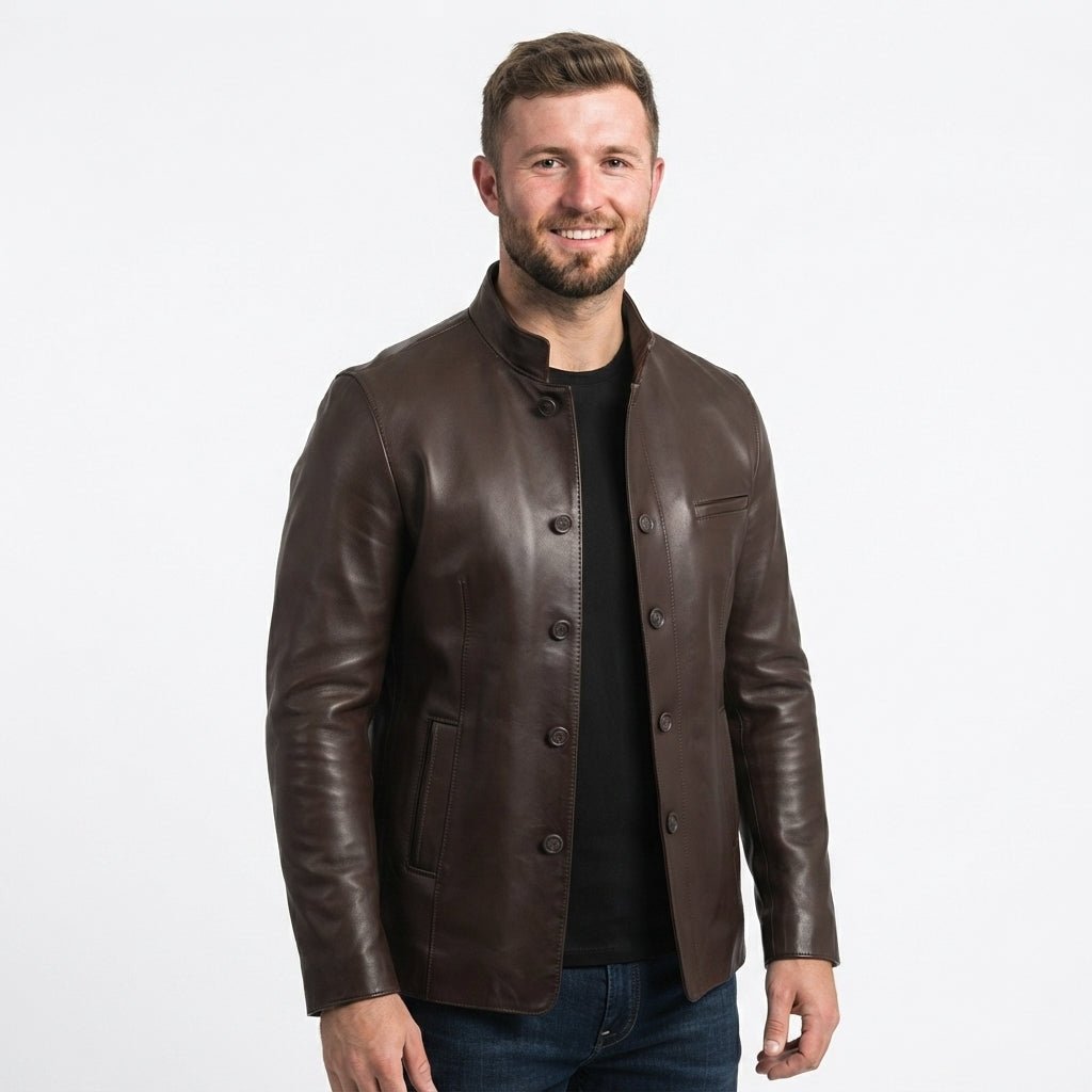 Edward Leather Brown Jacket - Men Leather Jacket Brown - Timber AND Hide