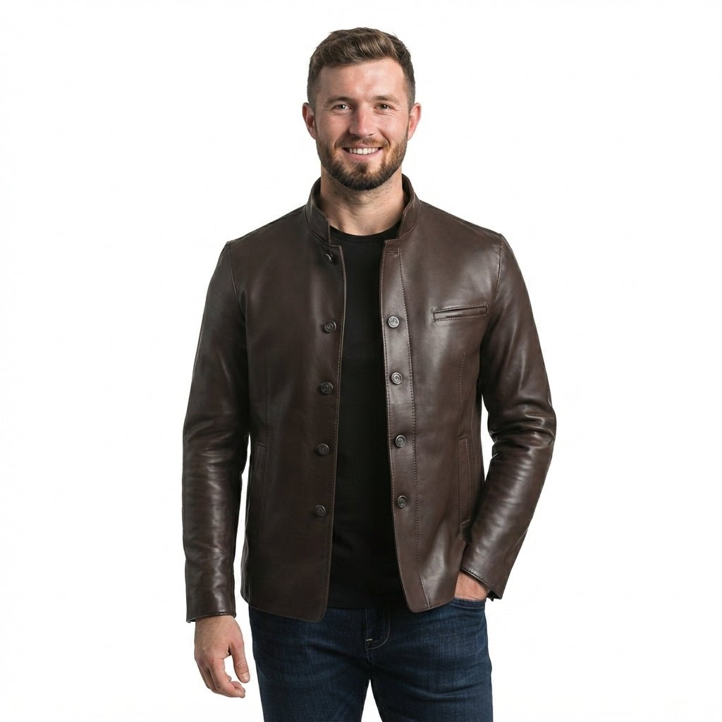 Edward Leather Brown Jacket - Men Leather Jacket Brown - Timber AND Hide