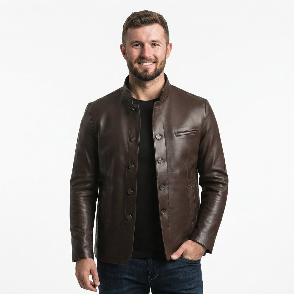 Edward Leather Brown Jacket - Men Leather Jacket Brown - Timber AND Hide