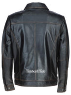 Men's tan leather bomber Jacket