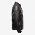 Men's Genuine Leather Biker Jacket | Eagle Patch Cafe Racer Coat