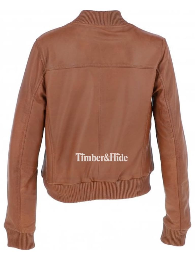 Women's Leather Bomber Jacket Black