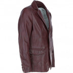 Men's Classic Burgundy Leather Blazer: AWL-2244