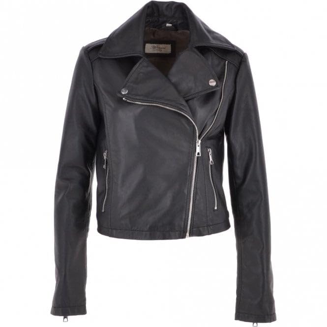 Women's Burgundy Leather Biker Jacket: Stella