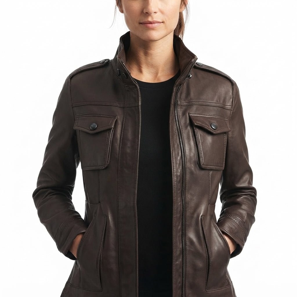Evelyn Leather Brown Jacket – Women’s Leather Jacket in Brown - Timber AND Hide