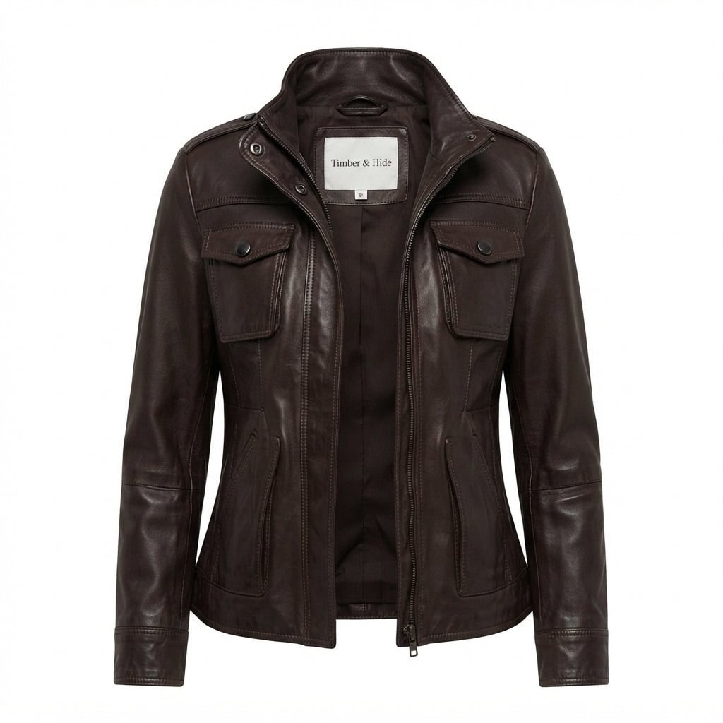 Evelyn Leather Brown Jacket – Women’s Leather Jacket in Brown - Timber AND Hide
