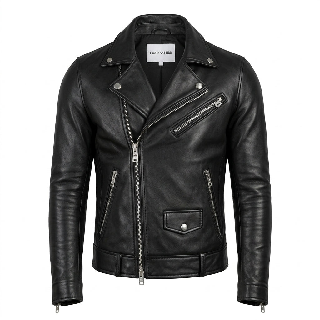 Ezra Black Leather Jacket - Men Leather Jacket Black - Timber AND Hide