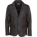 Men's Leather Blazer Notch Collar