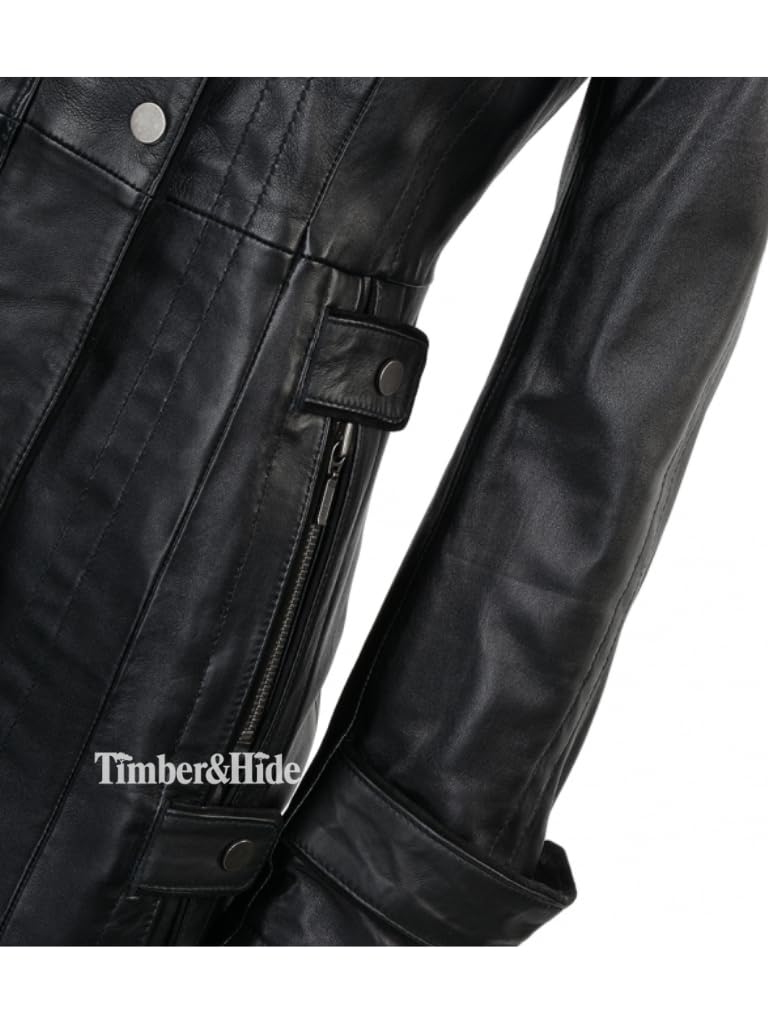 Hooded Leather Coat For Women