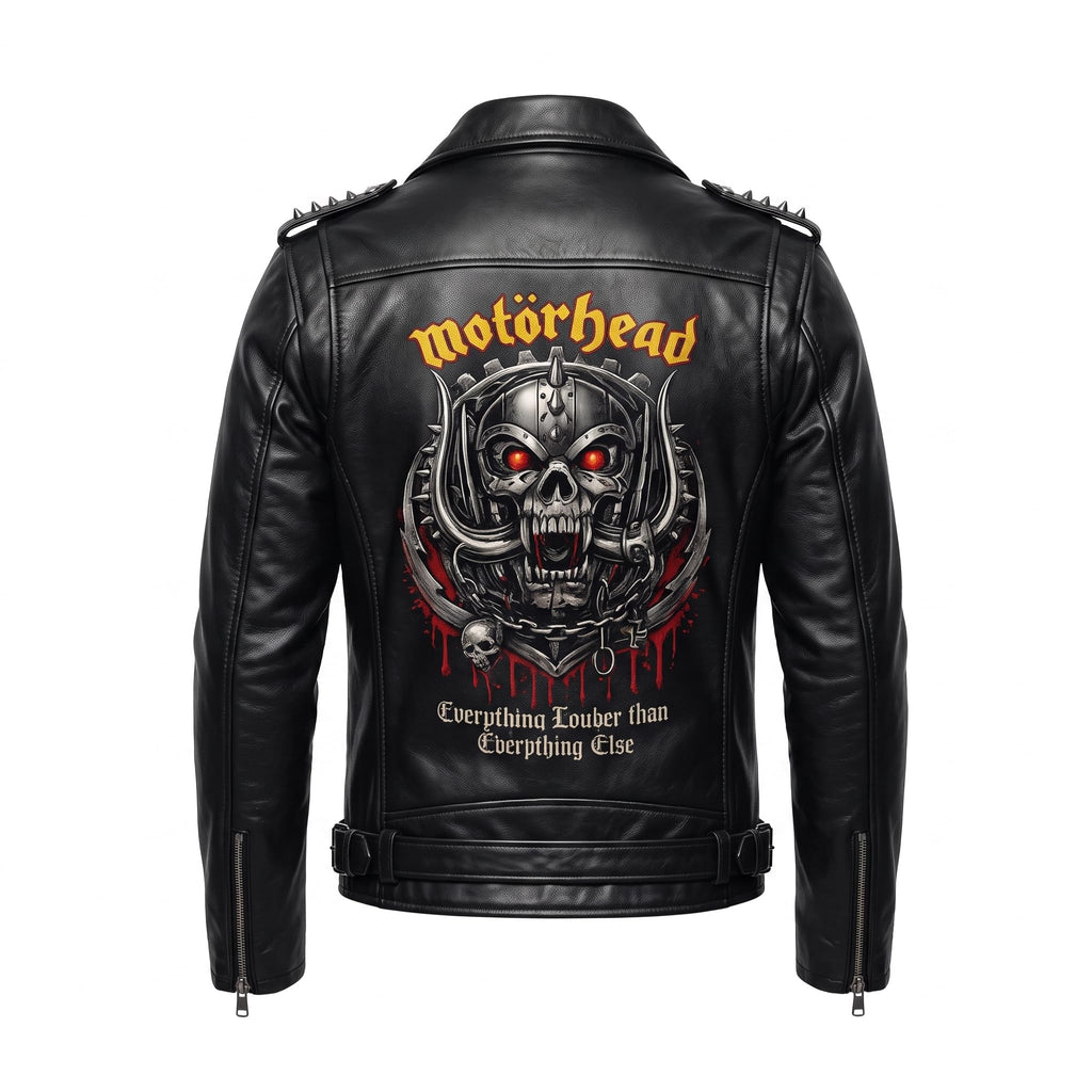 Timber&Hide Motorhead Rock Band Leather Biker Jacket: Heavy Metal Rock Style Concert Outfit