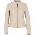 Ladies' Beige Genuine Leather Moto Jacket