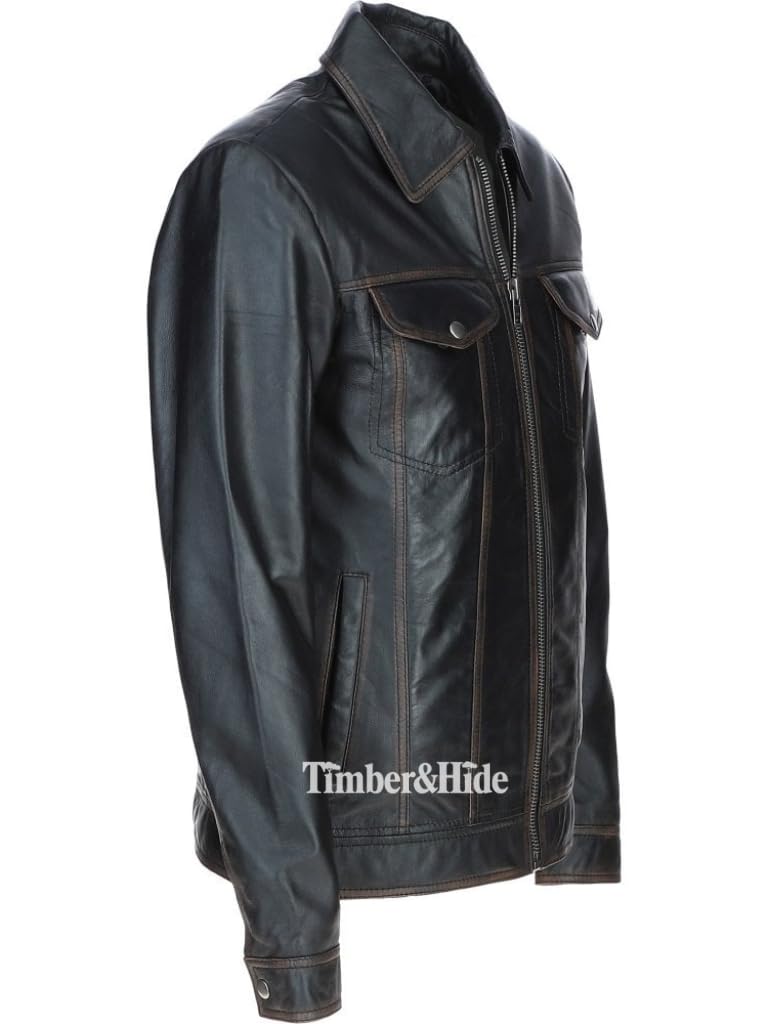 Men's tan leather bomber Jacket