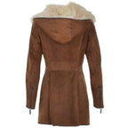 Timber&Hide Luxury Hooded Toscana Coat Brown with Shearling Trim