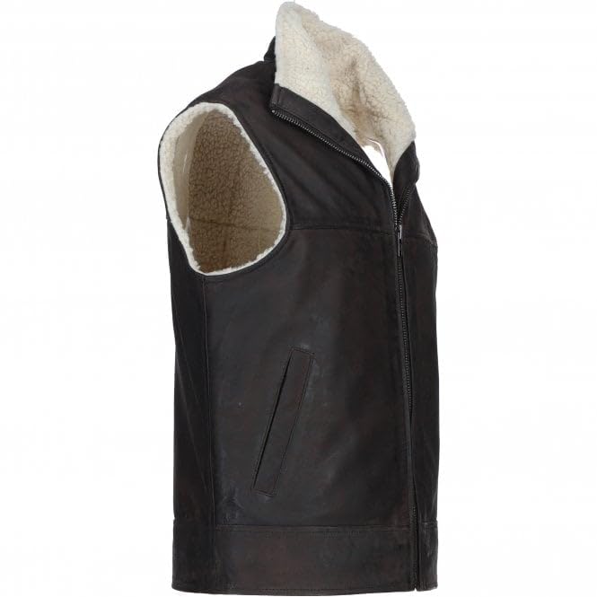 Men's Leather Waistcoat Brown: ALPHA